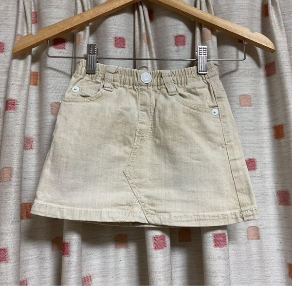 スカート ミニスカート デニム 女の子 キッズ 子供服 デニムスカート 110センチ オフホワイト