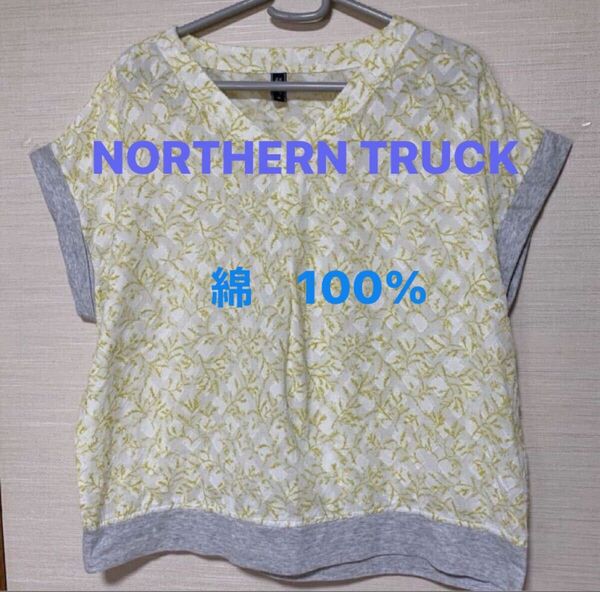 美品 NORTHERN TRUCK ノーザントラック ジャガード生地 半袖カットソー ボタニカル柄 ゆったりMサイズ 綿100%