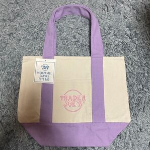 Trader Joe's ミニパステルキャンバストートバッグ ラベンダー 未使用