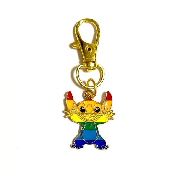 スティッチ キーホルダー レインボーカラー 虹色 ディズニー キャラクター リロアンドスティッチ Disney LGBTQ