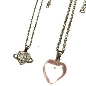 ネックレス ハート オーブ 惑星 2点セット まとめ売り シルバー ピンク アクセサリー ジュエリー ペンダント