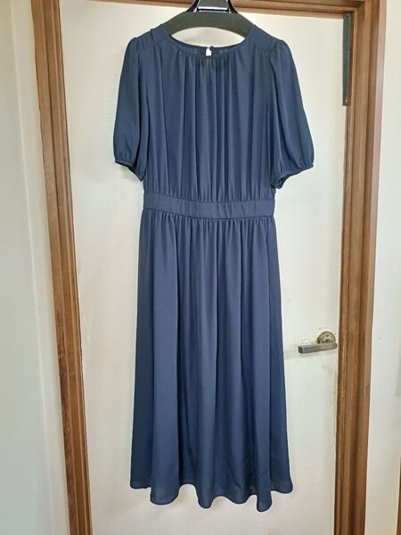 新品★avv キリカエギャザーワンピース L ワンピース ネイビー