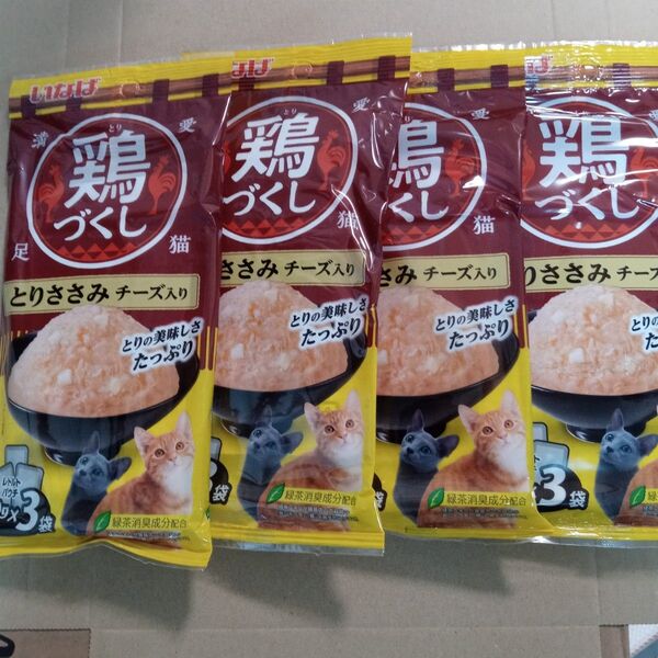 猫用 いなば 鶏づくし とりささみ チーズ入り 60㌘×3袋入り 4袋