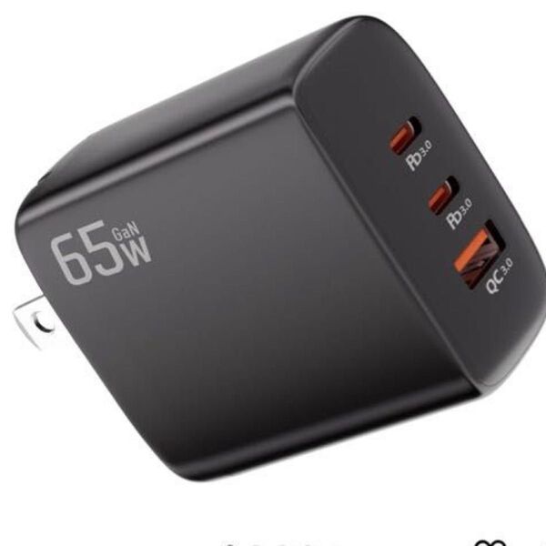 PD 充電器65w USB Type-c 急速充電器 軽量小型 三台同時充電 超低温 GaNIII技術 PD3.0対応