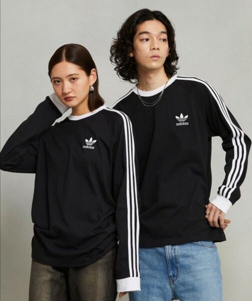 adidas オリジナルス アディダス アディカラー 3ストライプス 長袖 Tシャツ ブラック 黒 メンズ レディース Mサイズ