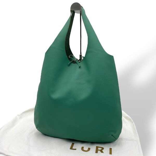 美品 LuRi レザー トートバッグ ショルダー 肩掛け A4 グリーン