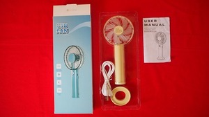 ☆【新品】USB充電式 ミニ ファン 携帯扇風機 黄色☆②