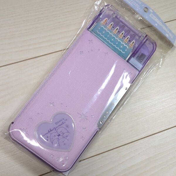 未使用 すみっコぐらし 窓付 ソフトペンケース パープル 税込2860円 ふでばこ 筆箱 うっかりをサポート
