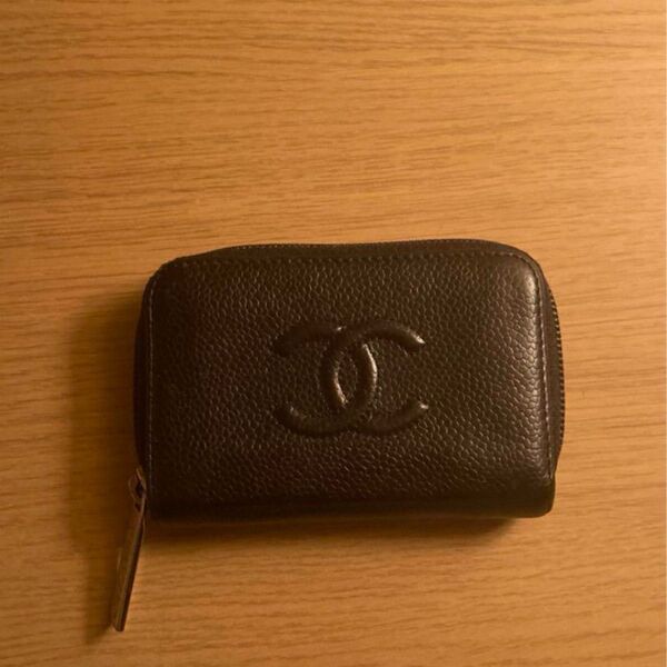 シャネル コインケース ミニ財布 キャビアスキン ココマーク ブラック CHANEL ラウンドファスナー