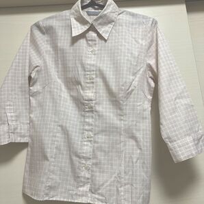 七分袖シャツ 格子柄 Mサイズ 綿混