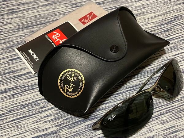 17 美品 レイバン 純正 サングラス RB3183 専用ケース 新品クロス付 スモークレンズ ブラックフレーム Ray Ban