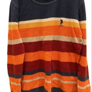 US POLO ASSN. ボーダー柄 長袖ニット マルチカラー