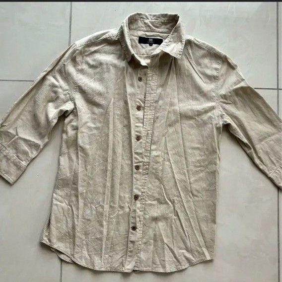 CAMBIO カンビオ ベージュ 七分袖 カットソー メンズ トップス シャツ 麻
