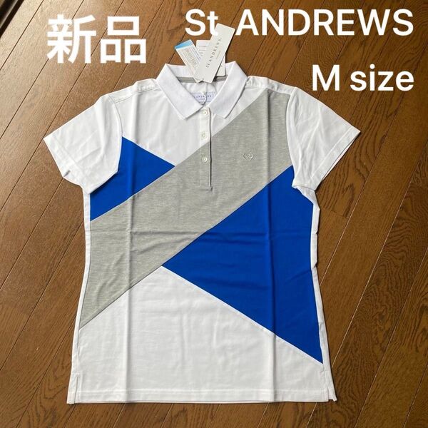 新品タグ付 St ANDREWS セントアンドリュース レディース 半袖ポロシャツ ゴルフウェア COOL MAX Mサイズ