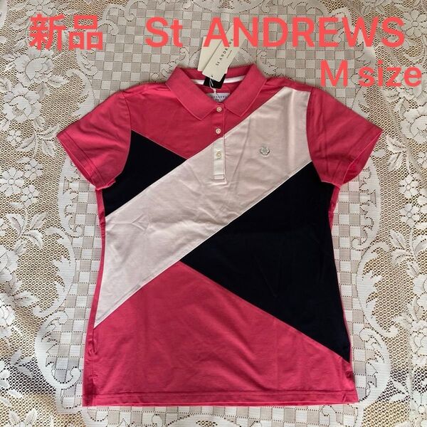 新品タグ付 St ANDREWS セントアンドリュース レディース 半袖ポロシャツ ゴルフウェア COOL MAX Mサイズ