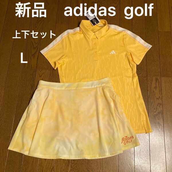 新品 adidas golf アディダス ゴルフ レディース セットアップ サーキュラースカート 半袖ポロシャツ ストレッチ