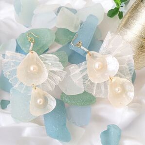 2連ピアス 揺れる レースピアス アクセサリー パール 結婚式 入学式 卒業式