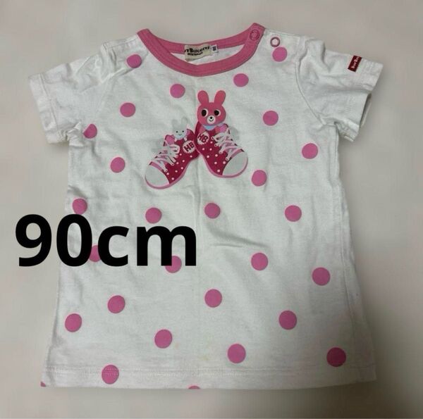 90cm 女の子 半袖Tシャツ ミキハウス ホットビスケッツ 水玉