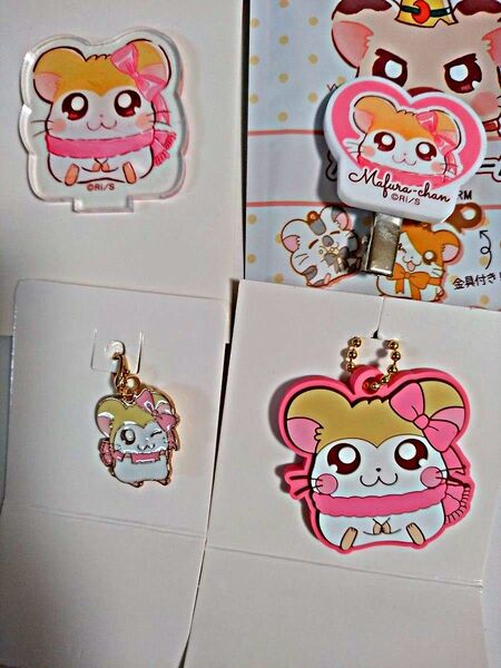 新品 ハム太郎 マフラーちゃん ラバーストラップ ヘアクリップ メタルチャーム アクリルスタンド リボン セリア ダイソー コラボ