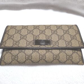 GUCCI 長財布 GGキャンバス ベージュ×ブラウン