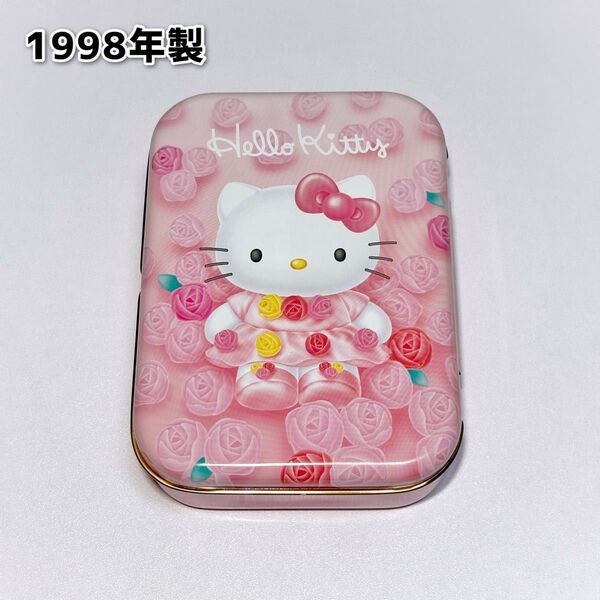 サンリオ ハローキティ 缶ケース お菓子缶 薔薇 ローズ ピンク 1998年製 当時物 平成レトロ 希少