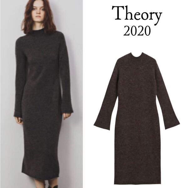 2020 セオリー◆ニットワンピース マキシ 近年品 FINE AVALON グレーブラウン Theory レディース