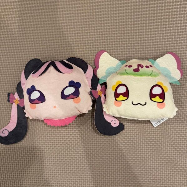 キミとアイドルプリキュア♪ストラップ付き顔型ぬいぐるみポーチ プリルン メロロン セット