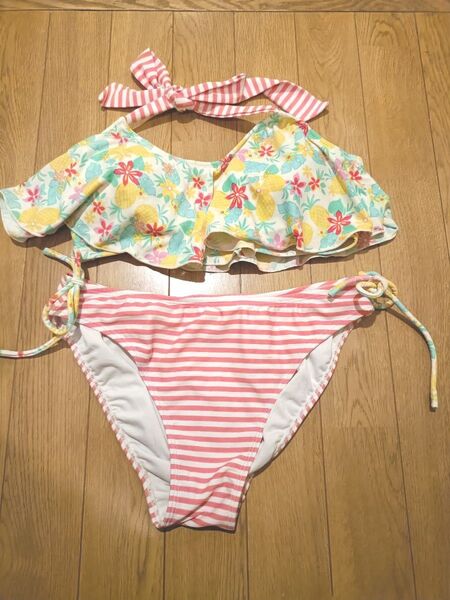 ビキニ 水着 花柄 ストライプ ピンク セット 11号