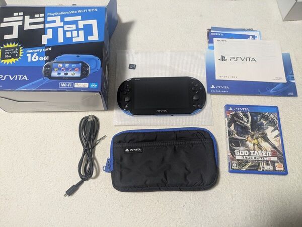 PlayStation Vita Wi-Fiモデル PCH-2000シリーズ ブルー/ブラック 一部欠品あり おまけ付き