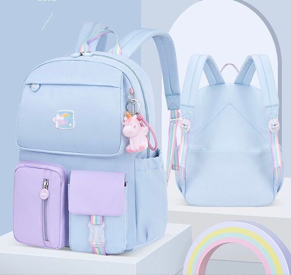 リュック 女の子 キッズ 子供 キッズリュック ユニコーン 水色 ゆめかわ 軽い