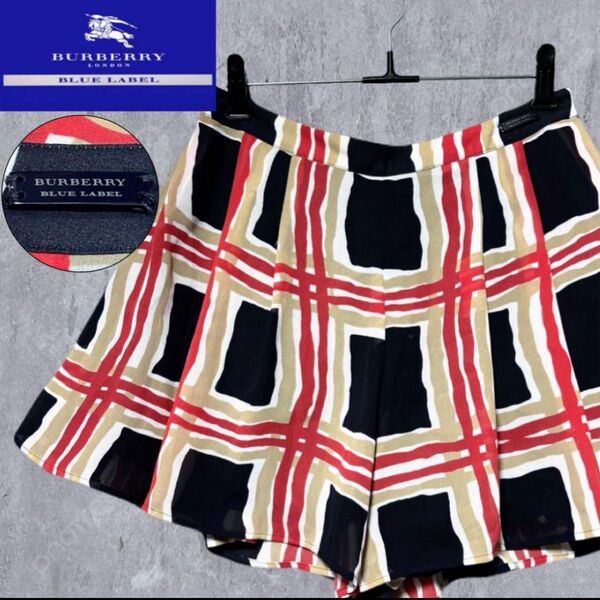 【美品】バーバリーブルーレーベル ノバチェック柄 キュロット ショートパンツ
