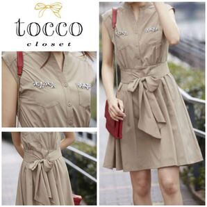 【美品】tocco closet ビジューノースリーブワンピース リボン