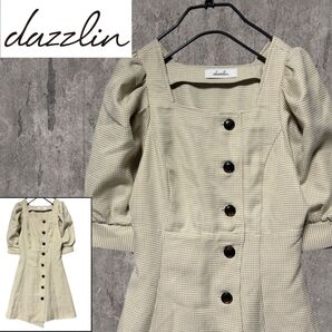【美品】dazzlin レトロスリーブミニワンピース パフスリーブ フレア