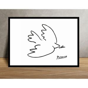 01.ピカソ 平和の鳩 北欧インテリア 線画 モノクロ おしゃれ ポスター