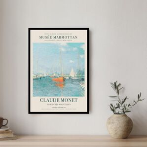 01.クロード・モネ 「アルジャントゥイユの赤いボート」 北欧インテリア ポスター