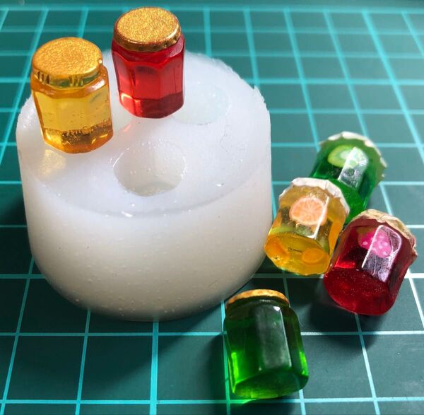 【六角形 ジャム瓶 はちみつ3個同時製作可能】シリコンモールド ハチミツ レジン