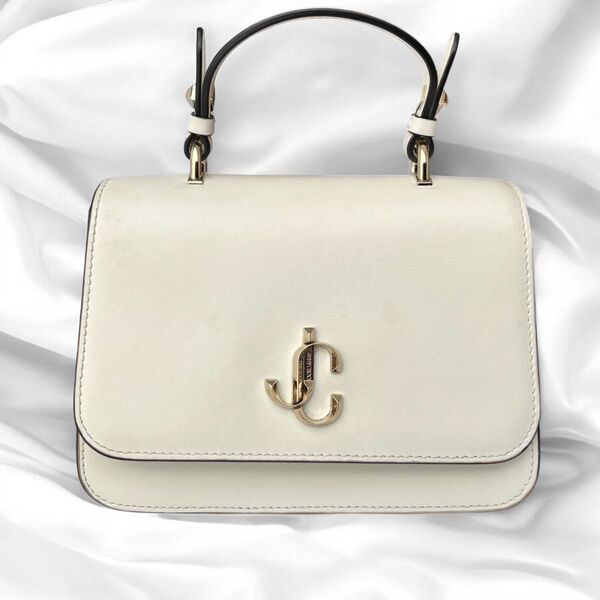 美品 ジミーチュウ JC トップハンドル S ハンドバッグ ミルク ホワイト JIMMY CHOO