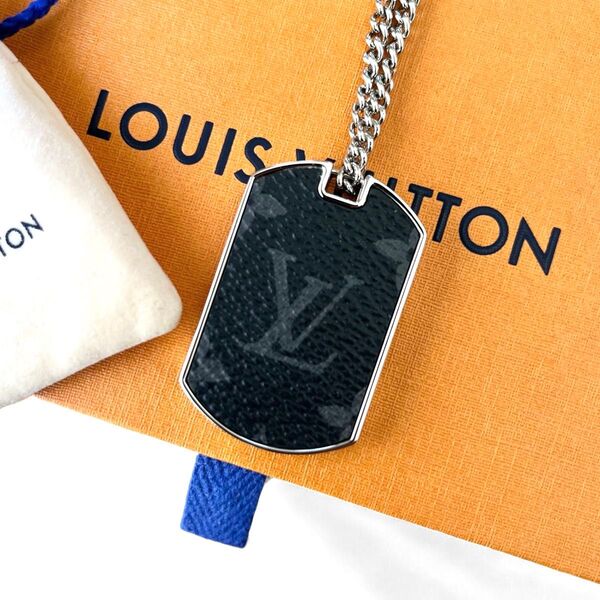 美品 ルイヴィトン コリエ プラーク モノグラム エクリプス ネックレス LOUIS VUITTON