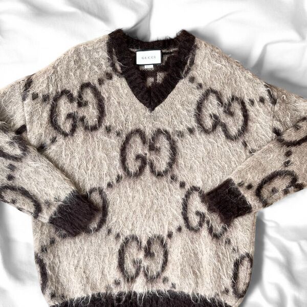 美品 グッチ GG モヘア ウール Vネック セーター ニット トップス GUCCI
