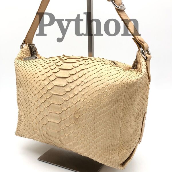 【極美品】ヘビ革 ダイヤモンドパイソン ハンドバッグ ショルダーバッグ ワンショルダー アクセサリーポーチ