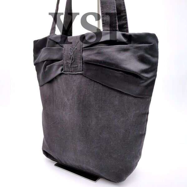 Yves Saint Laurent イヴ・サンローラン トートバッグ ハンドバッグ 黒リボン