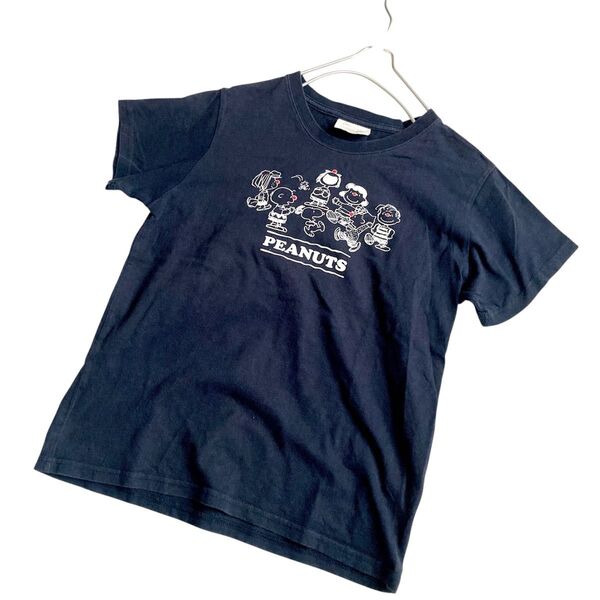 コーエンPEANUTS スヌーピー コラボ Tシャツ ネイビー キッズ ジュニア クルーネック 半袖 トップス カットソー M