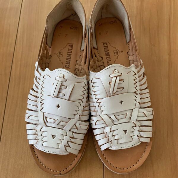 CHAMULA メキシコ製 huaraches サンダル ホワイト 24cm
