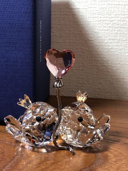 SWAROVSKI スワロフスキー ラブバード ピンク ハート 置物 インテリア
