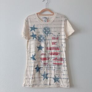フロリダ ディズニーワールド ミッキー アメリカ国旗 白 薄手 半袖Tシャツ