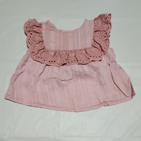 petit main トップス ピンク レース 80cm