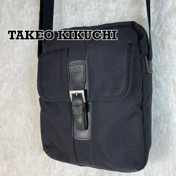 TAKEO KIKUCHI レザー ナイロン ショルダーバッグ ブラック ACE
