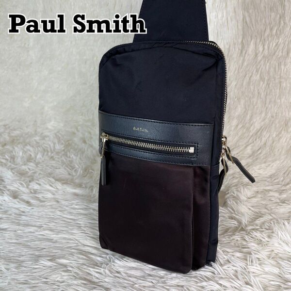 Paul Smith ボディバッグ ショルダーバッグ レザー ナイロン ブラック