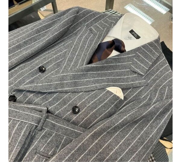 BEAMS F MARLING&EVANS チョークストライプ ダブルスーツ50