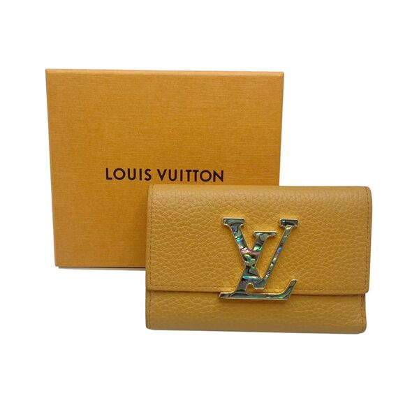 ルイヴィトン LOUIS VUITTON M81669 ポルトフォイユカプシーヌ コンパクト マザーオブパール サフラン 折り財布